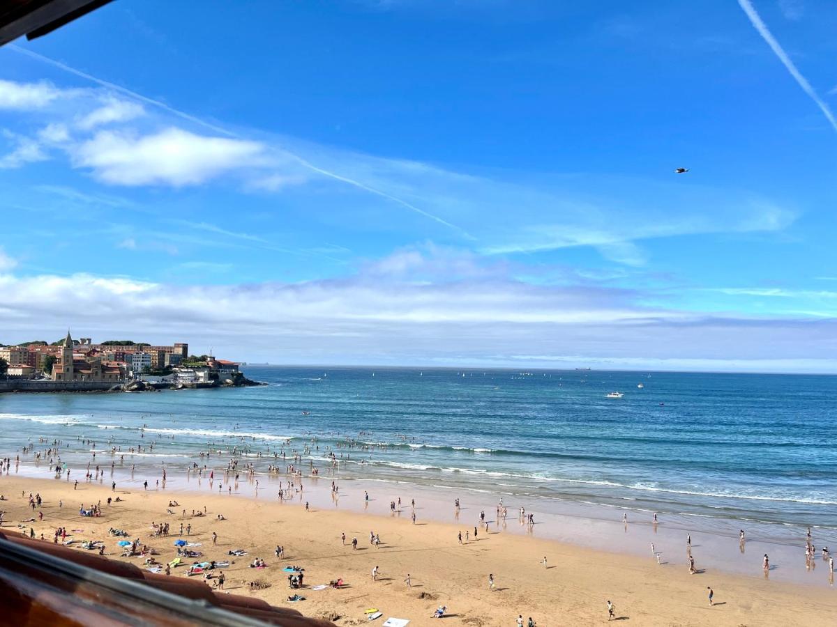 Ático primera línea Playa de San Lorenzo Gijón Exterior foto